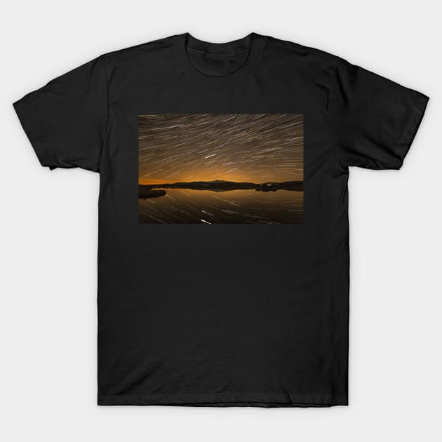 Star Trails with Pen y Fan and Corn Du T-Shirt by dasantillo